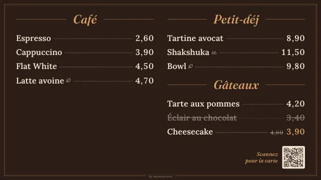 Ardoise numérique « Bistro » en couleurs sombres