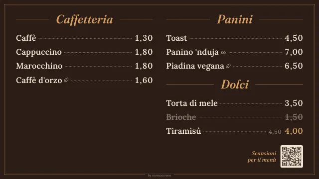 Menu board digitale “Bistrot” con colori scuri