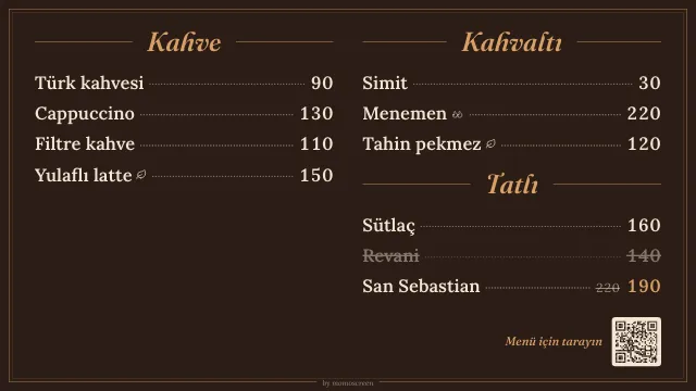 Koyu renklerde “Bistro” dijital menü board