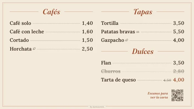 Carta en la tele con el estilo «Bistró»