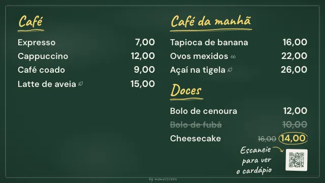 Cardápio na TV no estilo “Lousa”