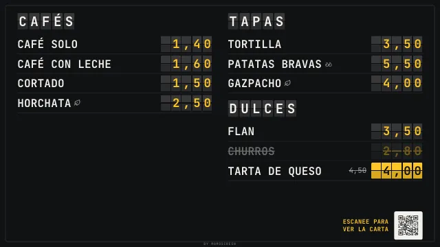 Carta en la tele con el estilo «Panel de salidas»
