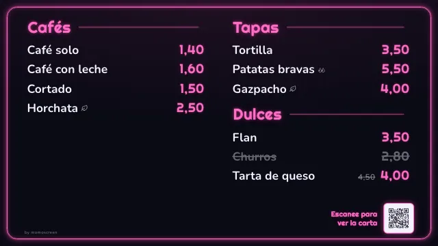 Carta en la tele con el estilo «Neón»