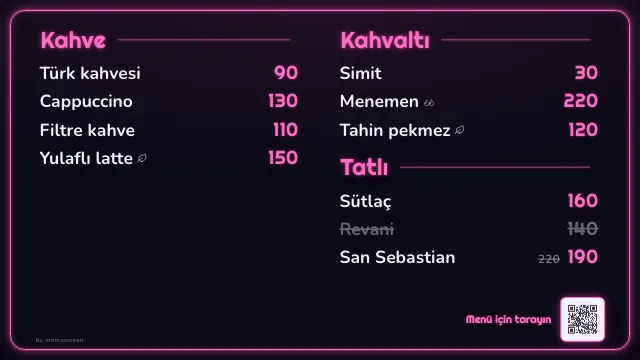 “Neon” tarzında TV'de menü