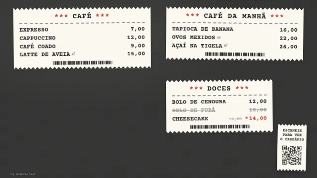 Estilo “Cupom”: Como um cupom de caixa, divertido e sincero