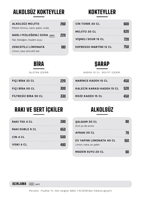 “Neon” stilinde alkolsüz kokteyller, bira ve rakı ile yazdırmaya hazır kokteyl menüsü