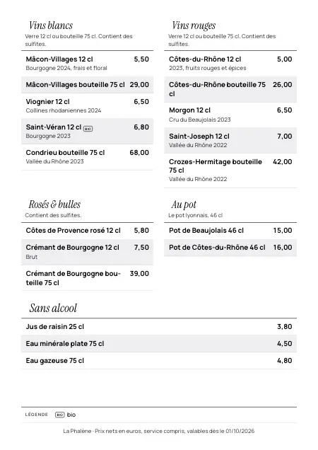 Modèle de carte des vins avec prix au verre, en bouteille et au pot, style « Carte des vins »