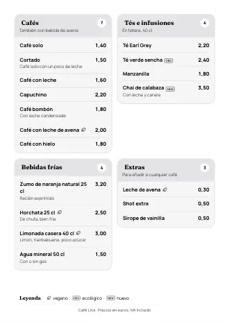 Plantilla de carta de bebidas estilo «Desplegable» (A4)