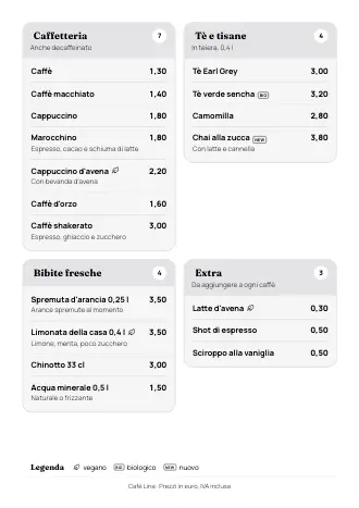 Modello menu bevande in stile “A scomparsa” (A4)
