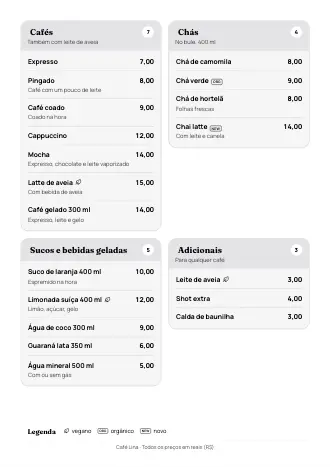 Modelo de cardápio de bebidas no estilo “Abre e fecha” (A4)