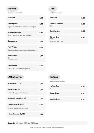 Getränkekarte Vorlage im Stil „Pastell-Café“ (A4)