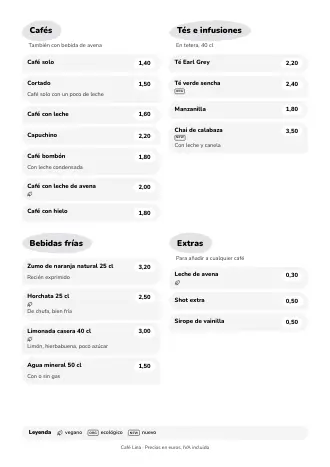 Plantilla de carta de bebidas estilo «Café pastel» (A4)