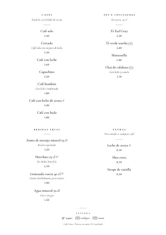 Plantilla de carta de bebidas estilo «Elegante» (A4)