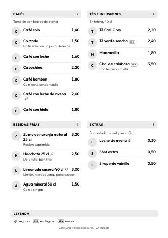Plantilla de carta de bebidas estilo «Iniciales» (A4)