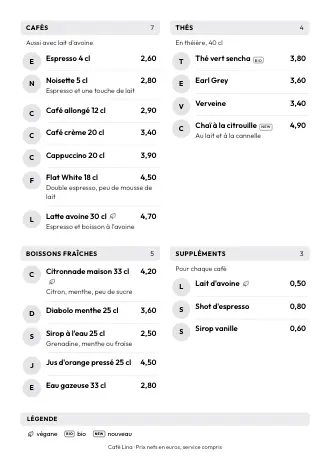 Modèle de carte des boissons style « Initiales » (A4)
