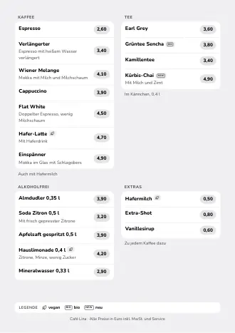 Getränkekarte Vorlage im Stil „Sanfte Listen“ (A4)