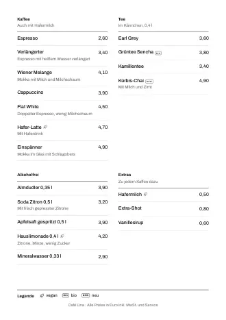 Getränkekarte Vorlage im Stil „Schlicht“ (A4)