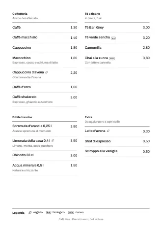Modello menu bevande in stile “Essenziale” (A4)