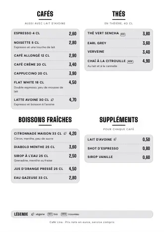 Modèle de carte des boissons style « Néon » (A4)