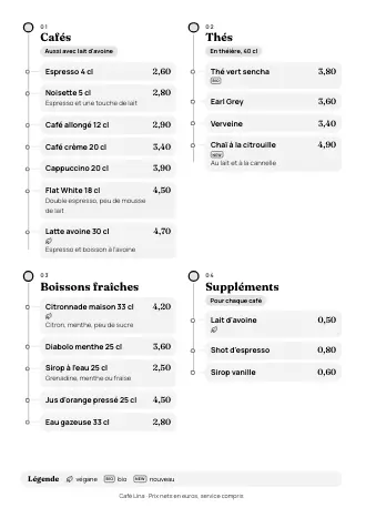 Modèle de carte des boissons style « Frise » (A4)