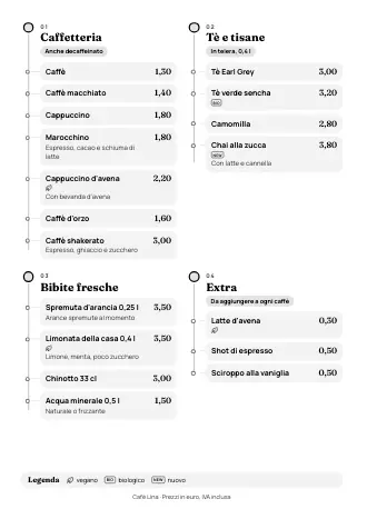 Modello menu bevande in stile “Linea del tempo” (A4)