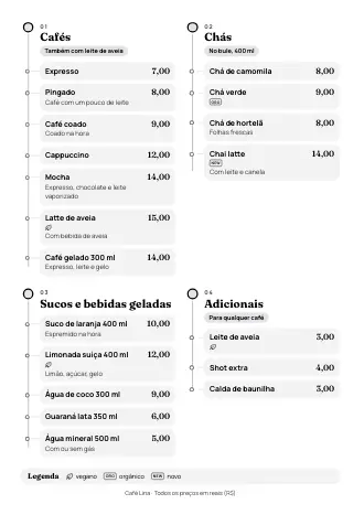 Modelo de cardápio de bebidas no estilo “Linha do tempo” (A4)