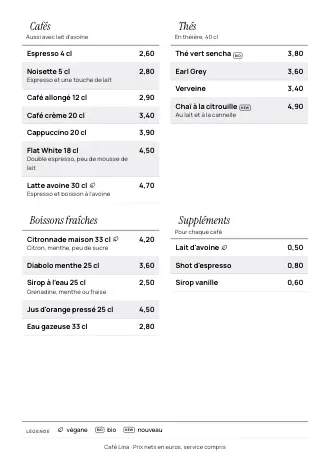 Modèle de carte des boissons style « Carte des vins » (A4)