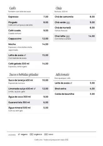 Modelo de cardápio de bebidas no estilo “Carta de vinhos” (A4)