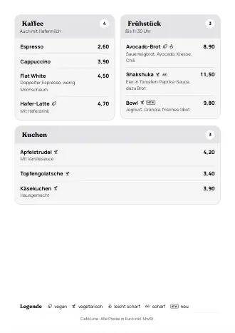 Speisekarte Vorlage im Stil „Zum Aufklappen“ (A4)