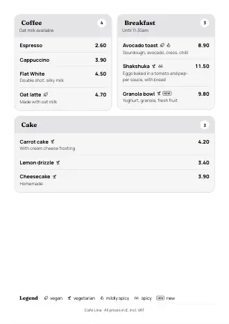 Menu template in the “Fold-out” style (A4)