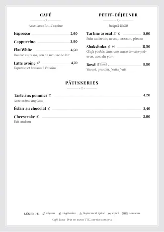 Modèle de menu restaurant style « Carte classique » (A4)