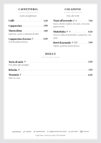 Modello menu ristorante in stile “Menu classico” (A4)