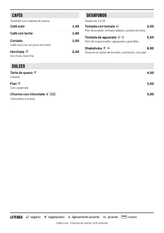 Carta A4 de Café Lina con el estilo «Compacto», lista para imprimir