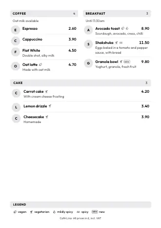 Menu template in the “Round initials” style (A4)