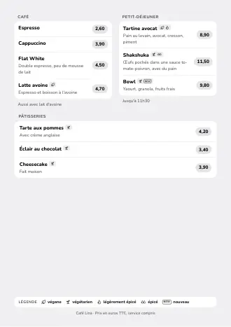 Modèle de menu restaurant style « Listes douces » (A4)