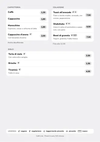 Modello menu ristorante in stile “Liste morbide” (A4)