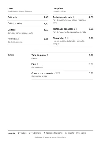 Plantilla de carta de restaurante estilo «Sencillo» (A4)