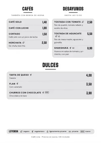 Plantilla de carta de restaurante estilo «Neón» (A4)