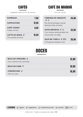 Modelo de cardápio no estilo “Neon” (A4)