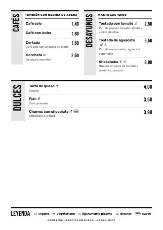 Plantilla de menú «Cartel» con platos y precios