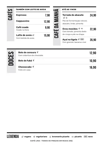 Cardápio pronto no estilo “Pôster” com pratos e preços