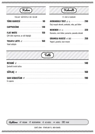 Café Lina için “50'ler diner” tarzında A4 menü, yazdırmaya hazır