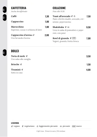 Modello di menu “Elenco laterale” con piatti e prezzi