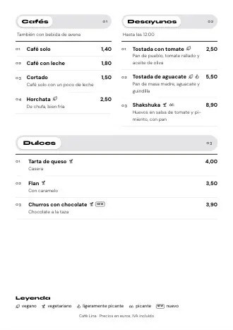 Carta A4 de Café Lina con el estilo «Página a página», lista para imprimir
