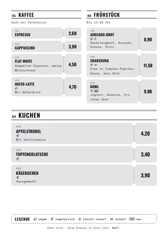 Menükarte Vorlage „Tickets“ mit Gerichten und Preisen