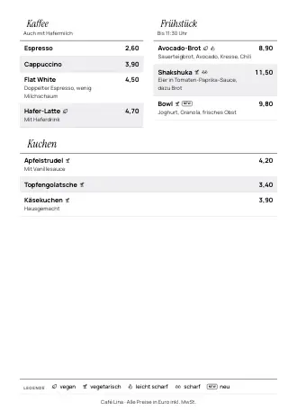 Speisekarte Vorlage im Stil „Weinkarte“ (A4)