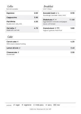 Menu template in the “Wine list” style (A4)