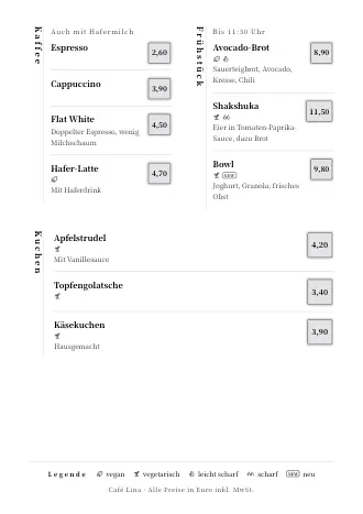 Menükarte Vorlage „Zen“ mit Gerichten und Preisen