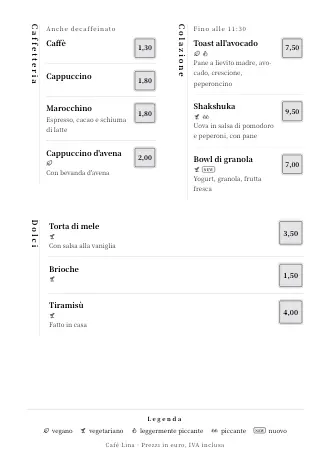 Modello di menu “Zen” con piatti e prezzi