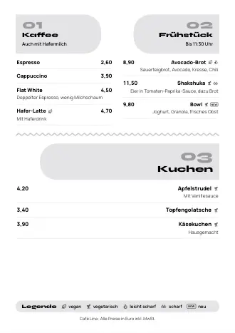 Menükarte Vorlage „Zickzack“ mit Gerichten und Preisen